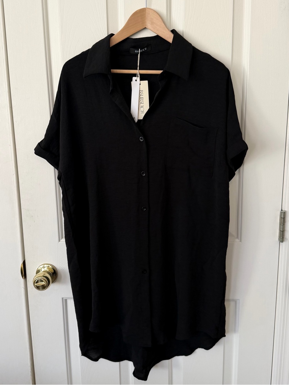 Vince Camuto Black Short Sleeve Swim Coverup Shirt